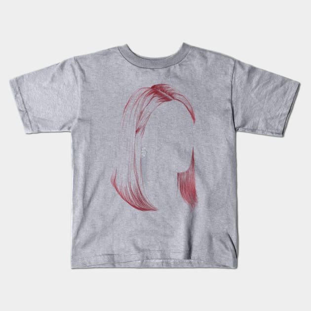 Red Hair with Earring Kids T-Shirt by njikshik